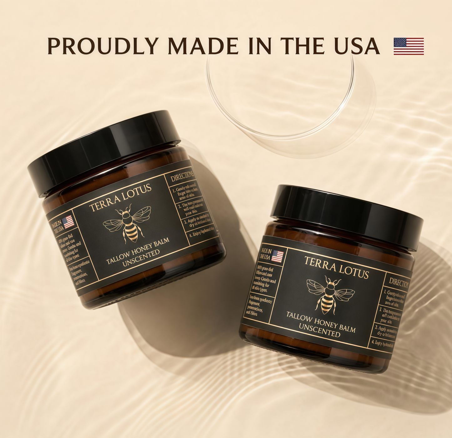 Terra Lotus - Organic Grass-Fed Beef Tallow Balm with Raw Honey - Moisturizing Cream for Soft, Smooth Skin - Handmade All-Natural Moisturizer (4 Oz, Lavender)